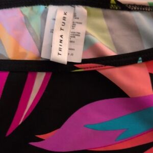 Trina Turk Black Dress with Neon Pink, Teal & Coral Print